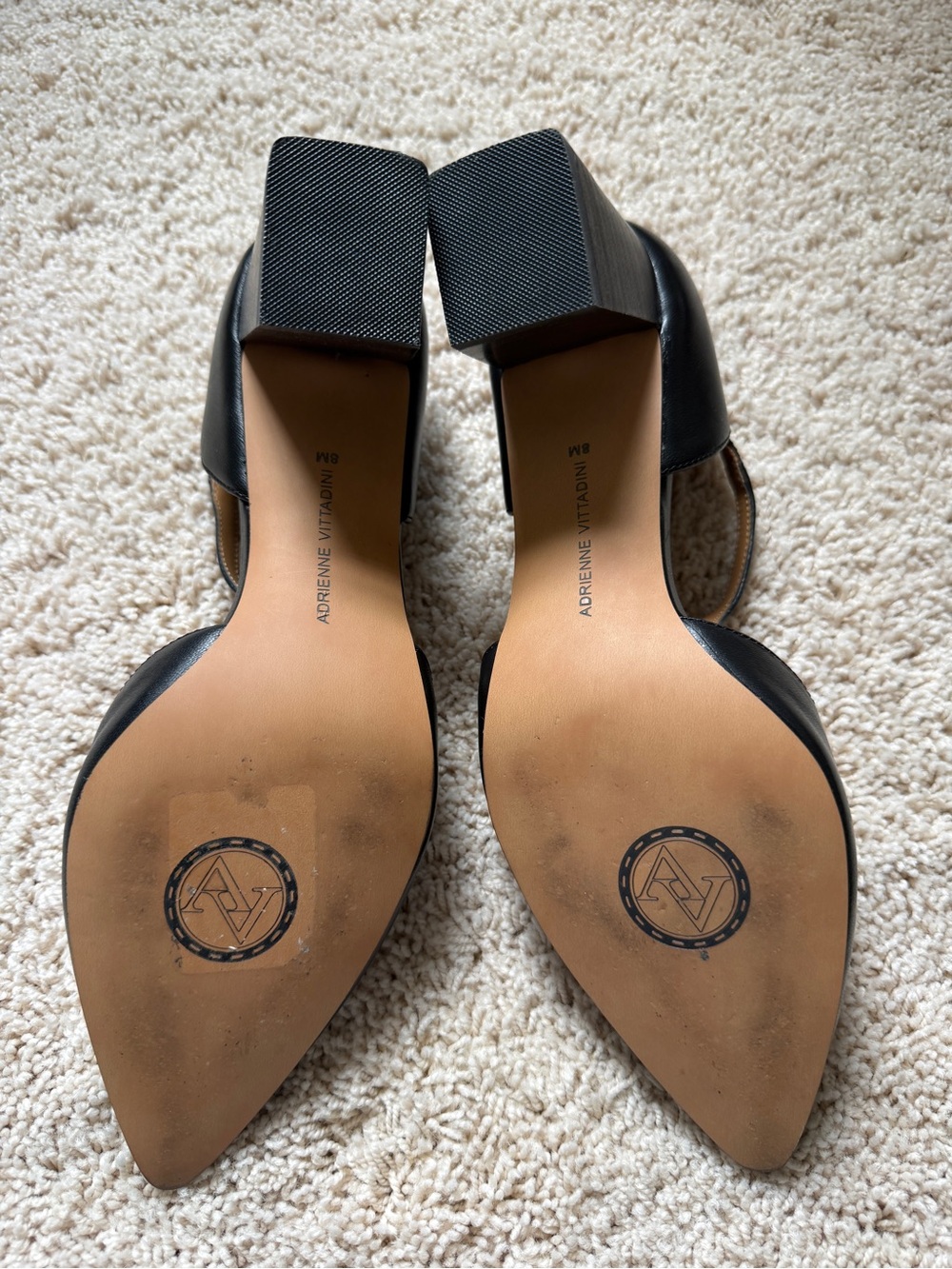 Adrienne Vittadini Black T-Strap Pointed Pumps with Ankle Buckle - Picture 4 of 5